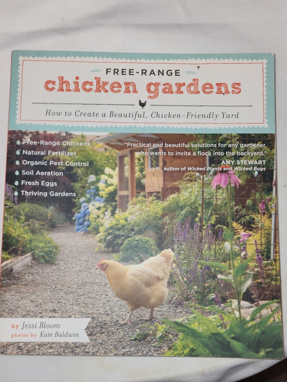 Free-Range Chicken Gardens Book - Pastel Teal & Coral Cover